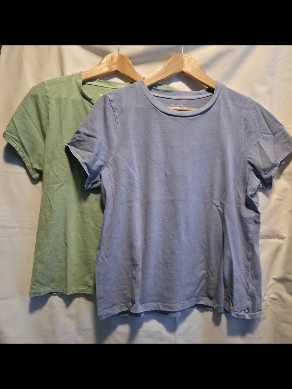 2 Aeropostale Crew Neck Tees - Blue & Sage Green